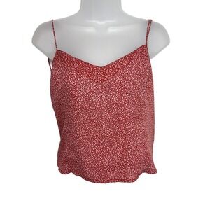 Abercrombie & Fitch Red Floral Tie Strap Cropped Cami Top M Smocked Back Boho